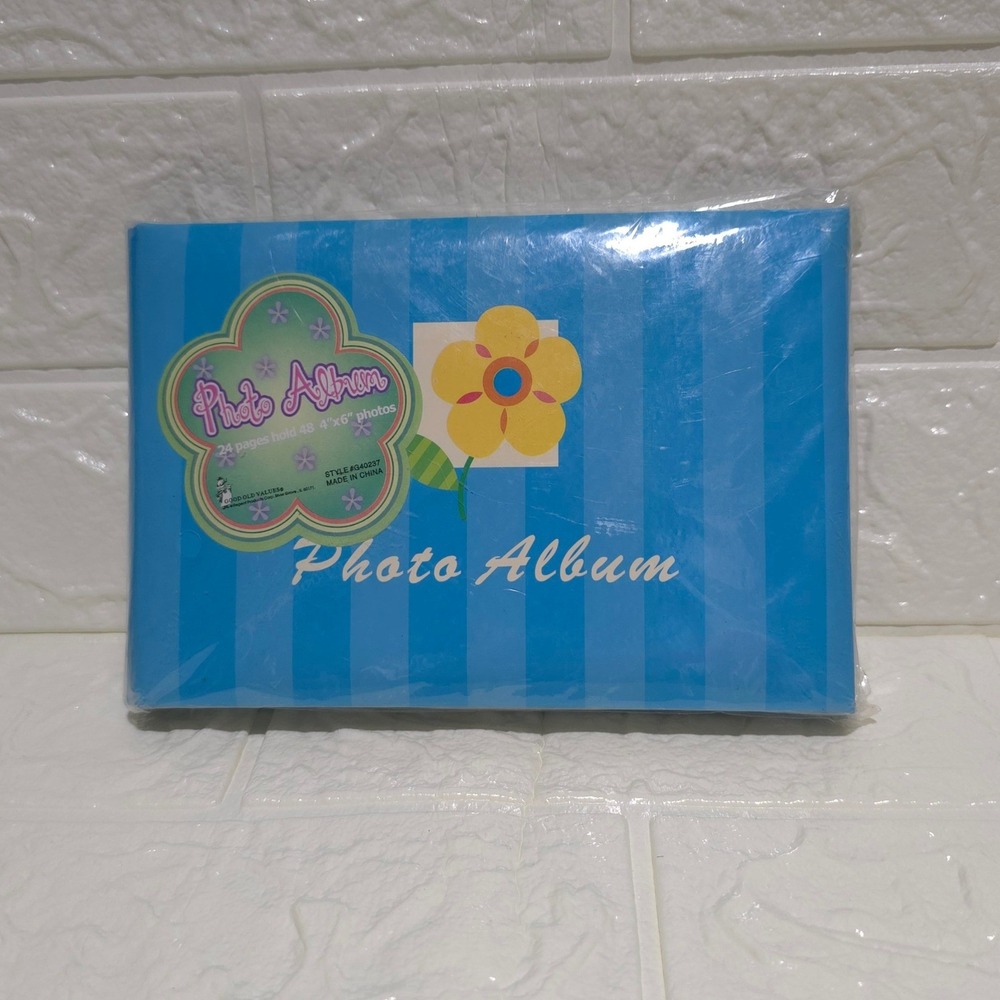 Good Old Values Flower Striped Photo Album  Blue Y2K Kidcore G40237